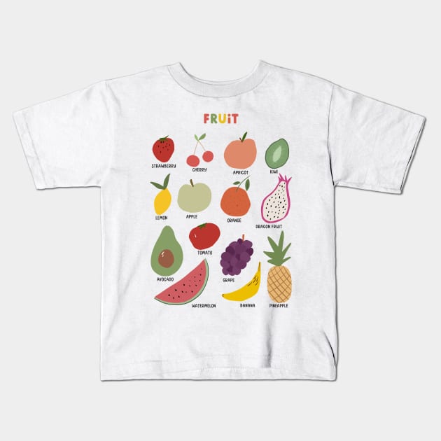 Fruit in Rainbow Colors for Kids Kids T-Shirt by hwprintsco